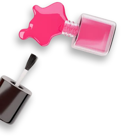 Top view spilled red nail polish bottle isolated white